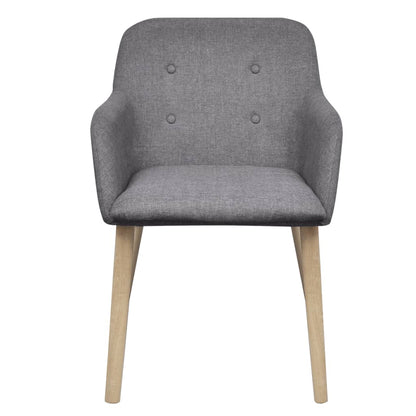 Sillas De Comedor 4 Uds Tela Y Madera Maciza Roble
