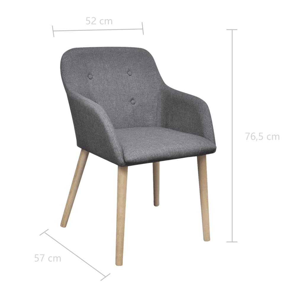 Sillas De Comedor 4 Uds Tela Y Madera Maciza Roble