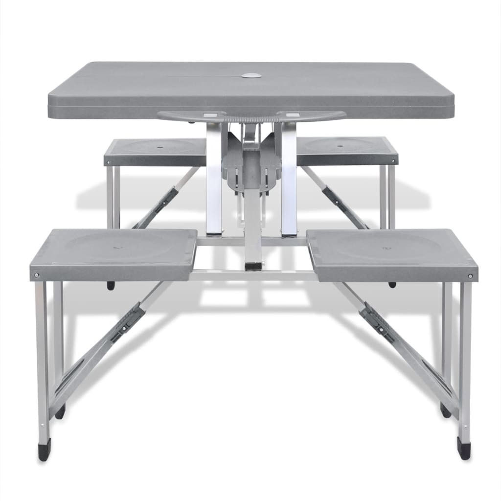 Set Mesa Plegable De Camping Y 4 Taburetes Aluminio
