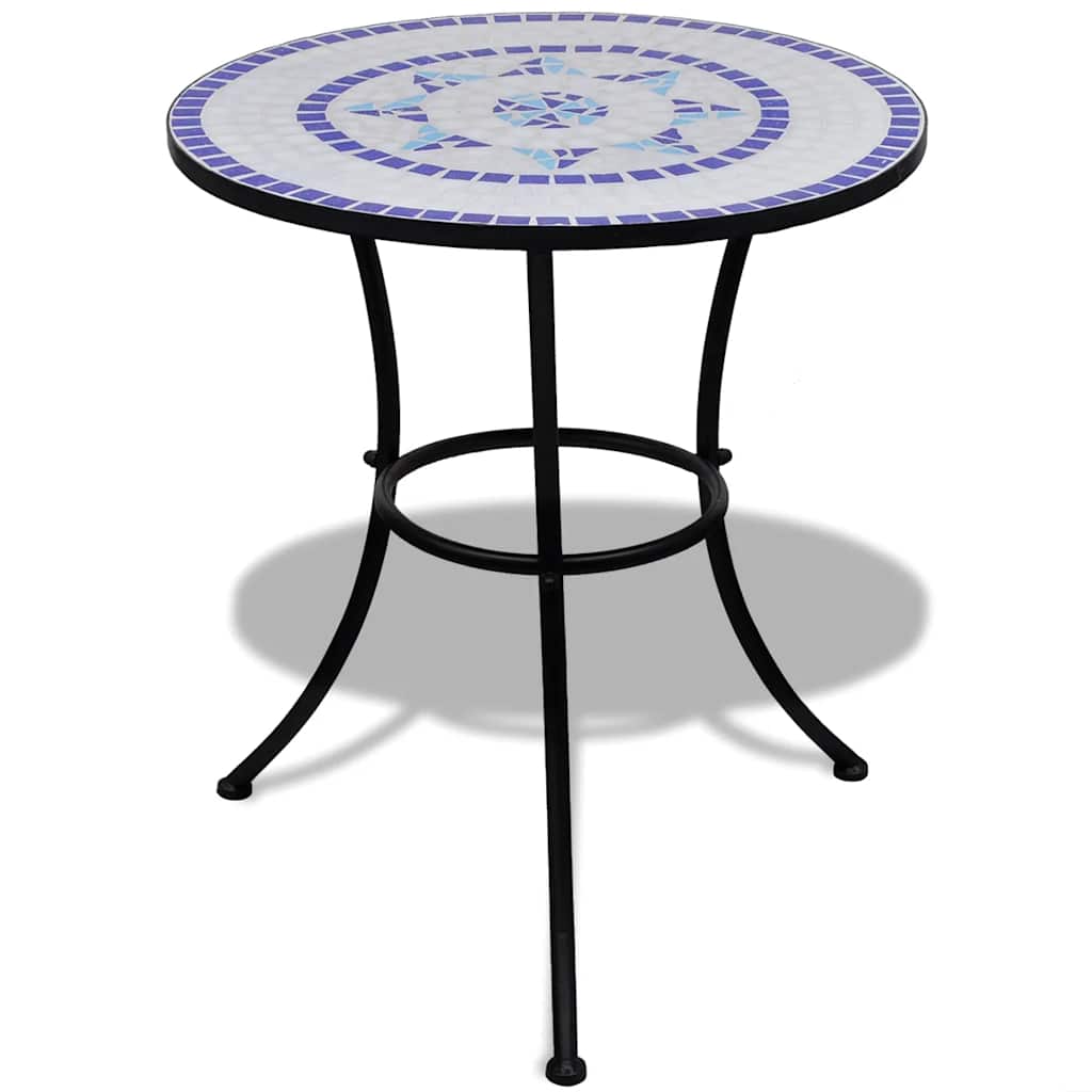 Mesa De Bistró De Mosaico Cerámica Y Blanco Ø