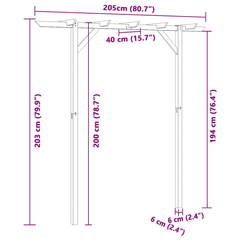 Pérgola De Jardín De Madera 205X40X203 Cm