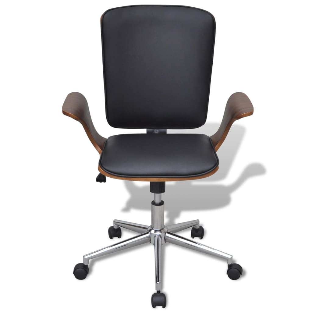 Silla De Oficina Giratoria Madera Curvada Y Cuero Artificial