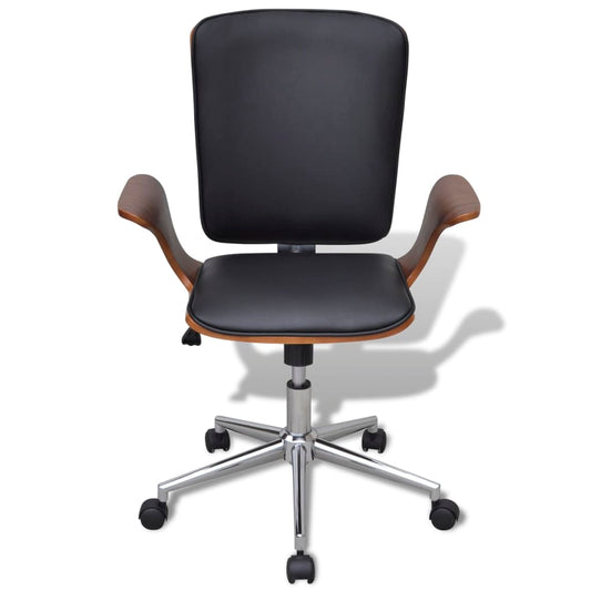 Silla De Oficina Giratoria Madera Curvada Y Cuero Artificial