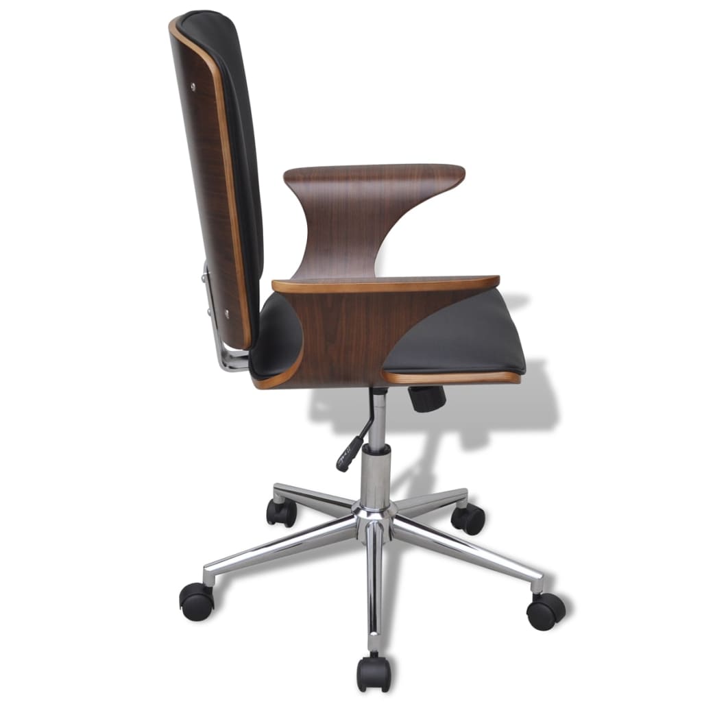 Silla De Oficina Giratoria Madera Curvada Y Cuero Artificial
