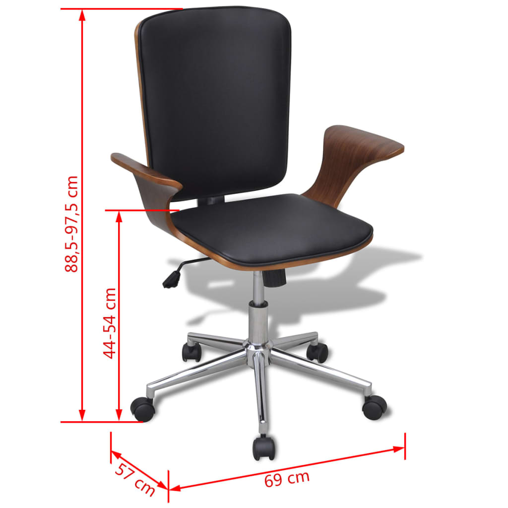 Silla De Oficina Giratoria Madera Curvada Y Cuero Artificial