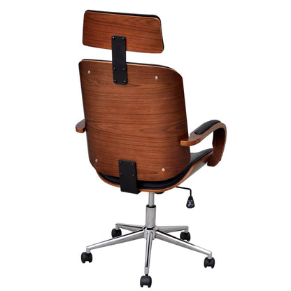 Silla De Oficina Giratoria Madera Curvada Y Cuero Artificial