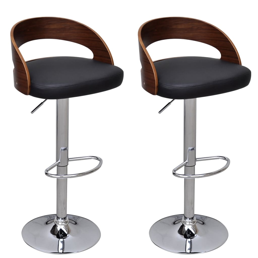 Taburetes De Cocina 2 Uds Cuero Sintético Madera Curvada Crema