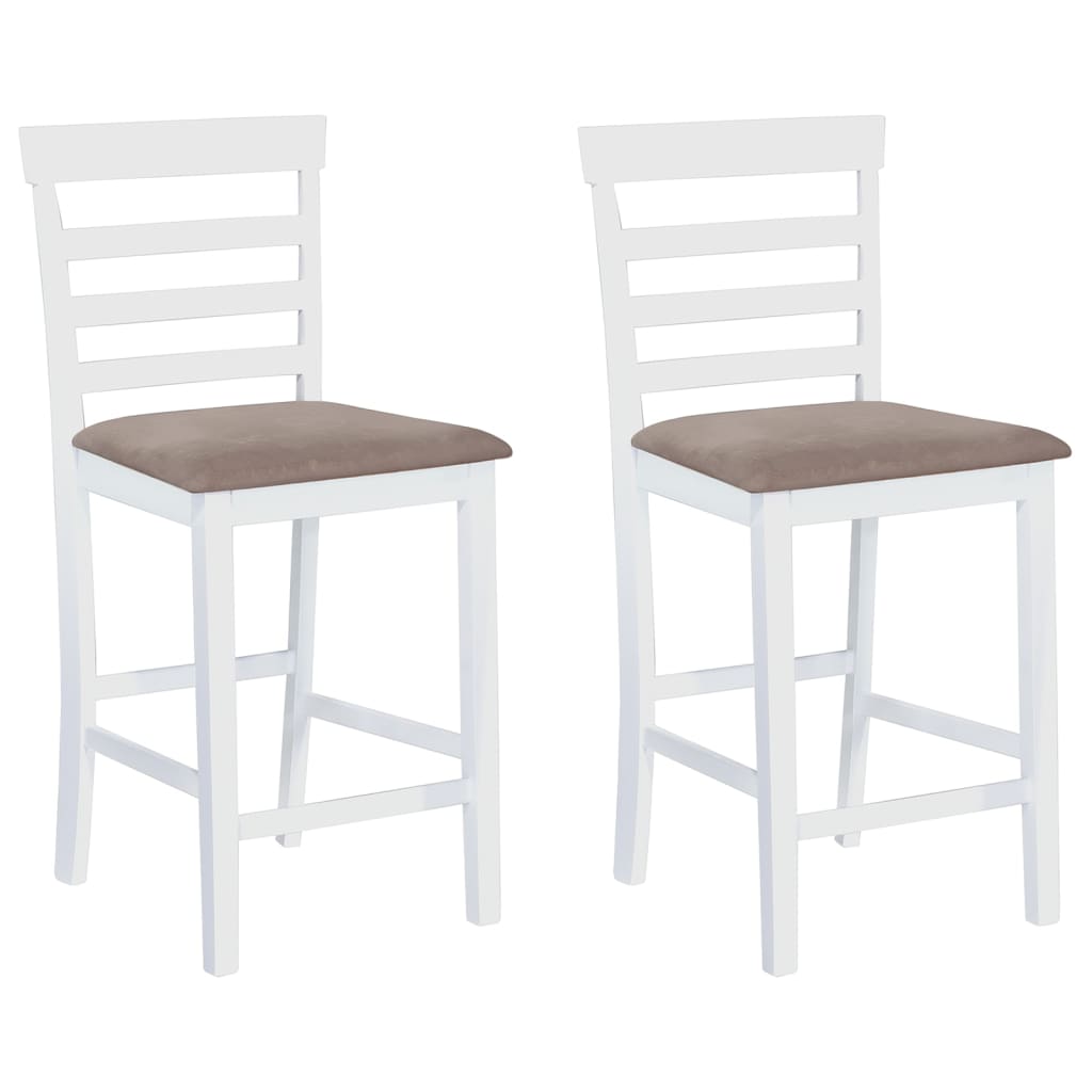 Taburetes De Bar Con Cojines 2 Uds Madera Maciza Blanca Caucho