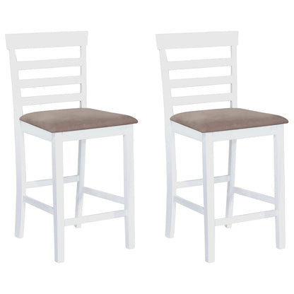 Taburetes De Bar Con Cojines 2 Uds Madera Maciza Blanca Caucho