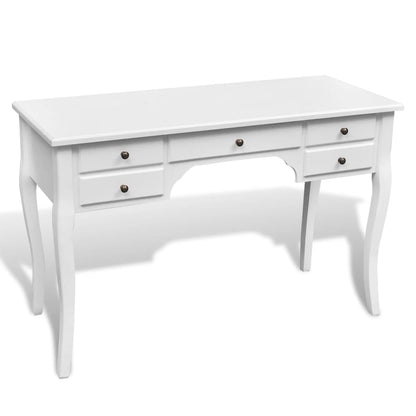 Escritorio Francés De Madera Con Patas Curvadas Y 5 Cajones