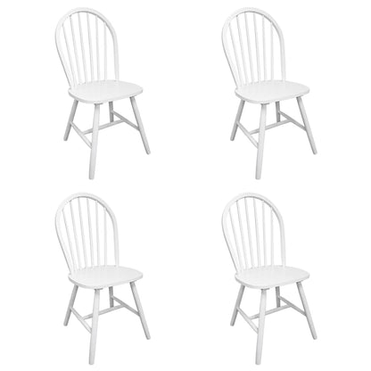 Sillas De Comedor 4 Unidades Madera Maciza De Caucho Blanco