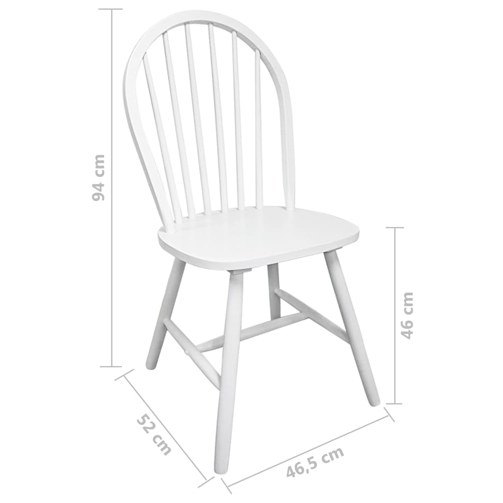 Sillas De Comedor 4 Unidades Madera Maciza De Caucho Blanco