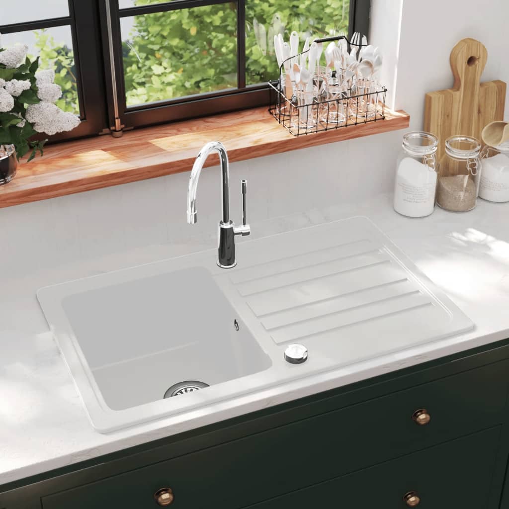 Fregadero De Cocina De Granito Con Un Seno Y Escurridor