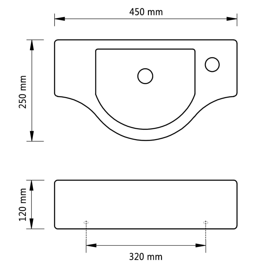 Lavabo De Cerámica Con Orificio De Grifo/Desagüe