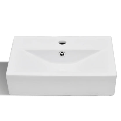 Lavabo Rectangular De Cerámica Hueco De Grifo/Desagüe