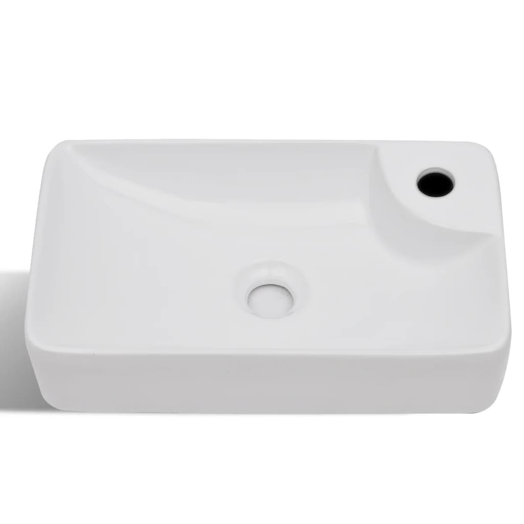 Lavabo De Cerámica Con Orificio De Grifo Y Desagüe