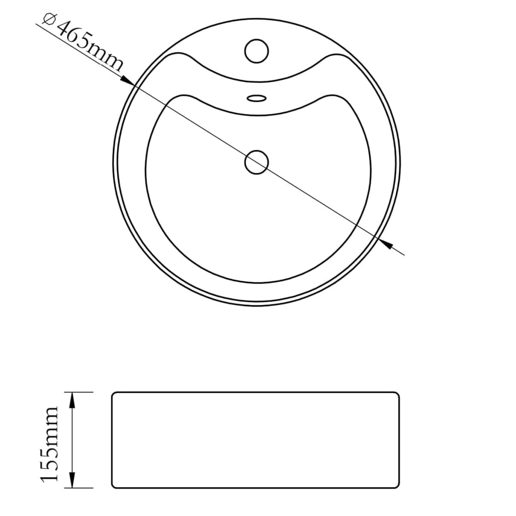Lavabo De Cerámica Con Agujero Para Grifo/Desagüe Redondo
