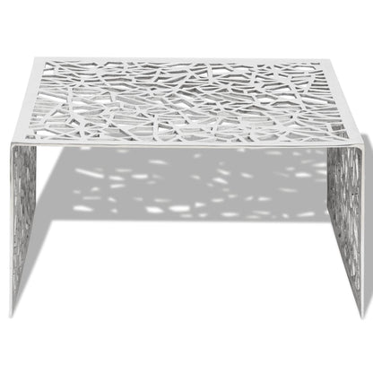 Mesa De Centro Con Diseño Geométrico Calado Aluminio Plateado