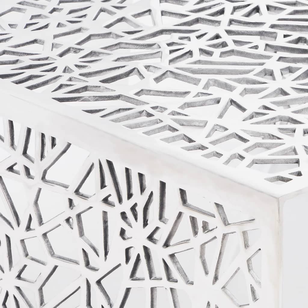 Mesa De Centro Con Diseño Geométrico Calado Aluminio Plateado