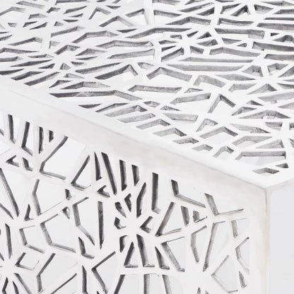 Mesa De Centro Con Diseño Geométrico Calado Aluminio Plateado