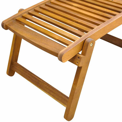 Tumbona De Jardín Con Reposapiés De Madera Maciza De Acacia