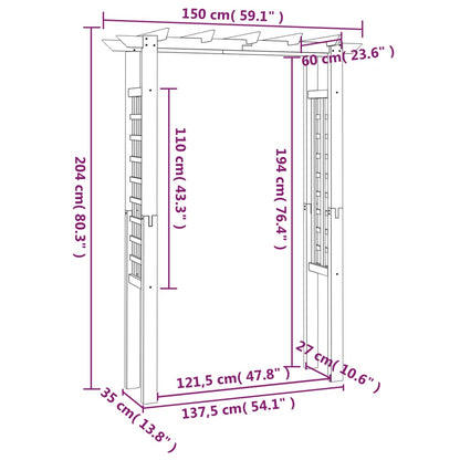 Pérgola/Arco De Rosas Madera Impregnada 150X60X204 Cm
