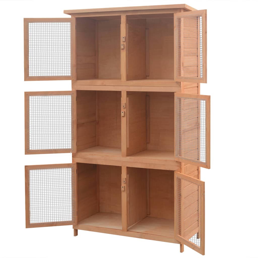 Jaula De Animales Conejera 6 Habitaciones Madera