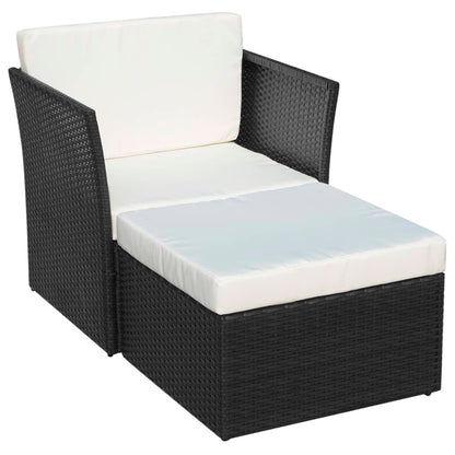 Silla De Jardín Con Taburete Poli Ratán Negra