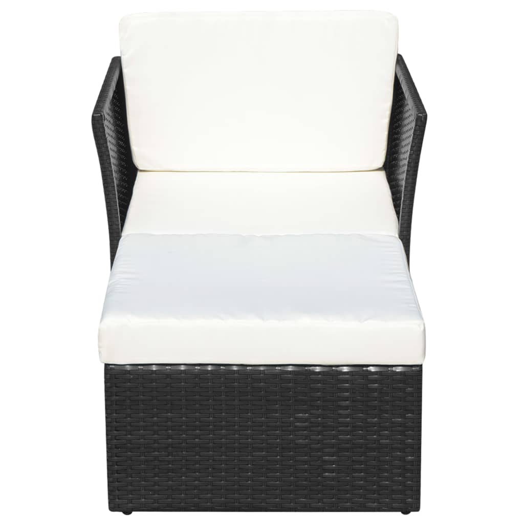 Silla De Jardín Con Taburete Poli Ratán Negra