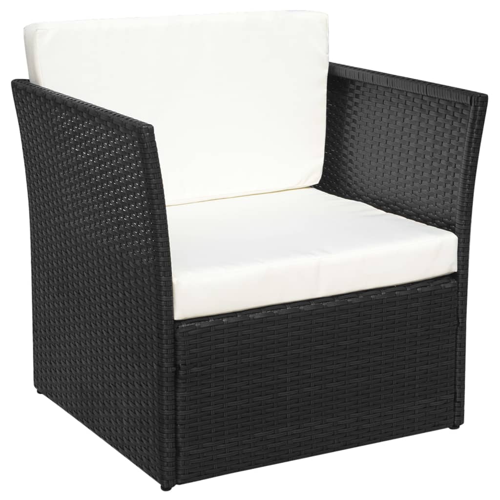 Silla De Jardín Con Taburete Poli Ratán Negra
