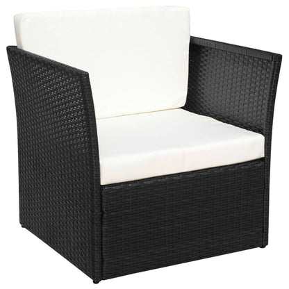 Silla De Jardín Con Taburete Poli Ratán Negra