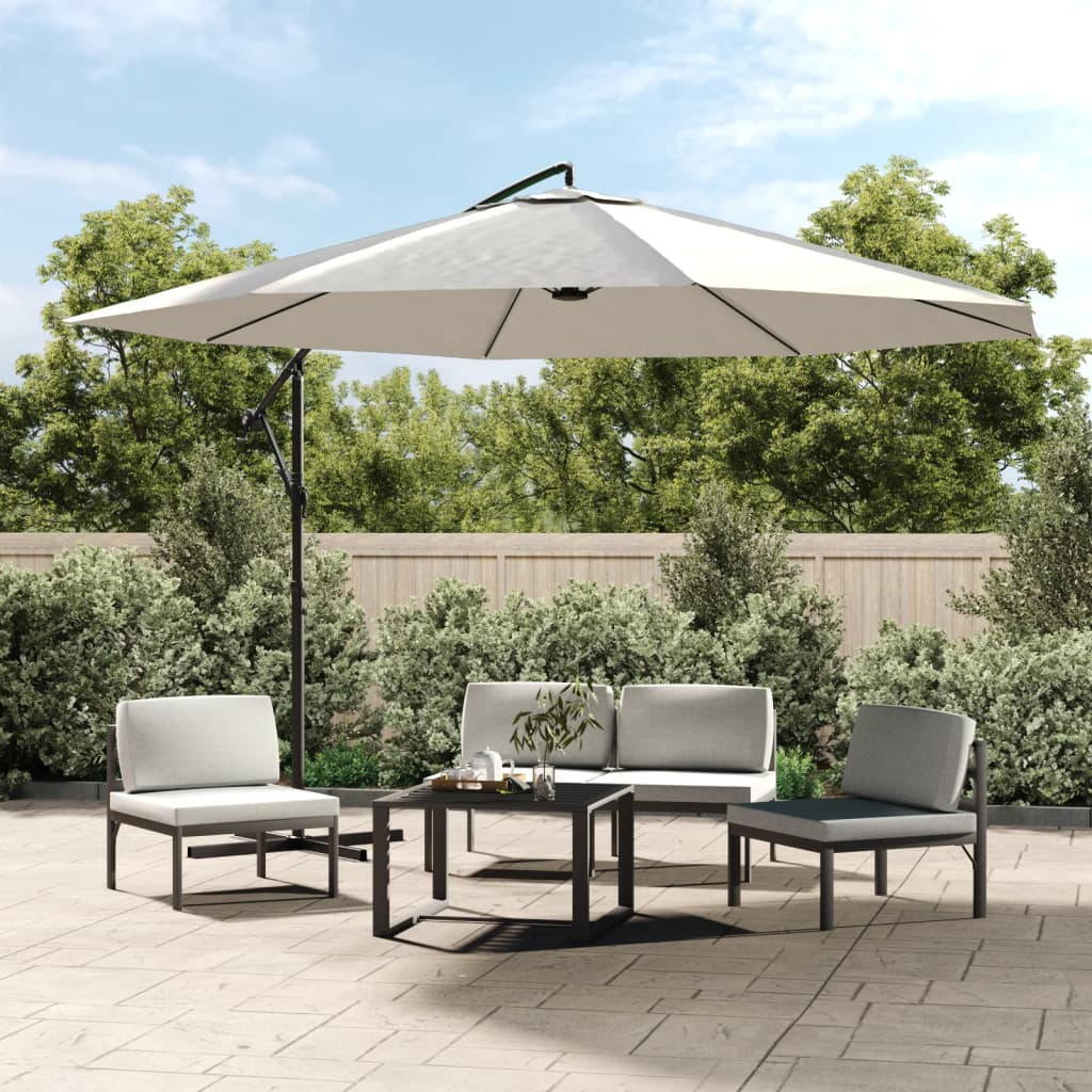Sombrilla Voladiza Con Poste De Aluminio Gris Taupe 350 Cm