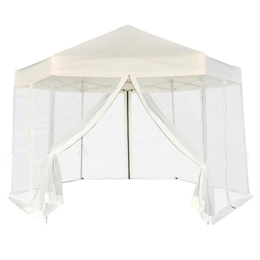 Carpa Desplegable Hexagonal 6 Paredes Blanco 3,6X3,1M