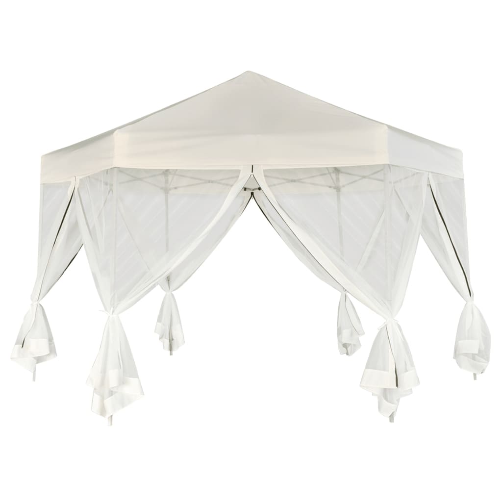 Carpa Desplegable Hexagonal 6 Paredes Blanco 3,6X3,1M