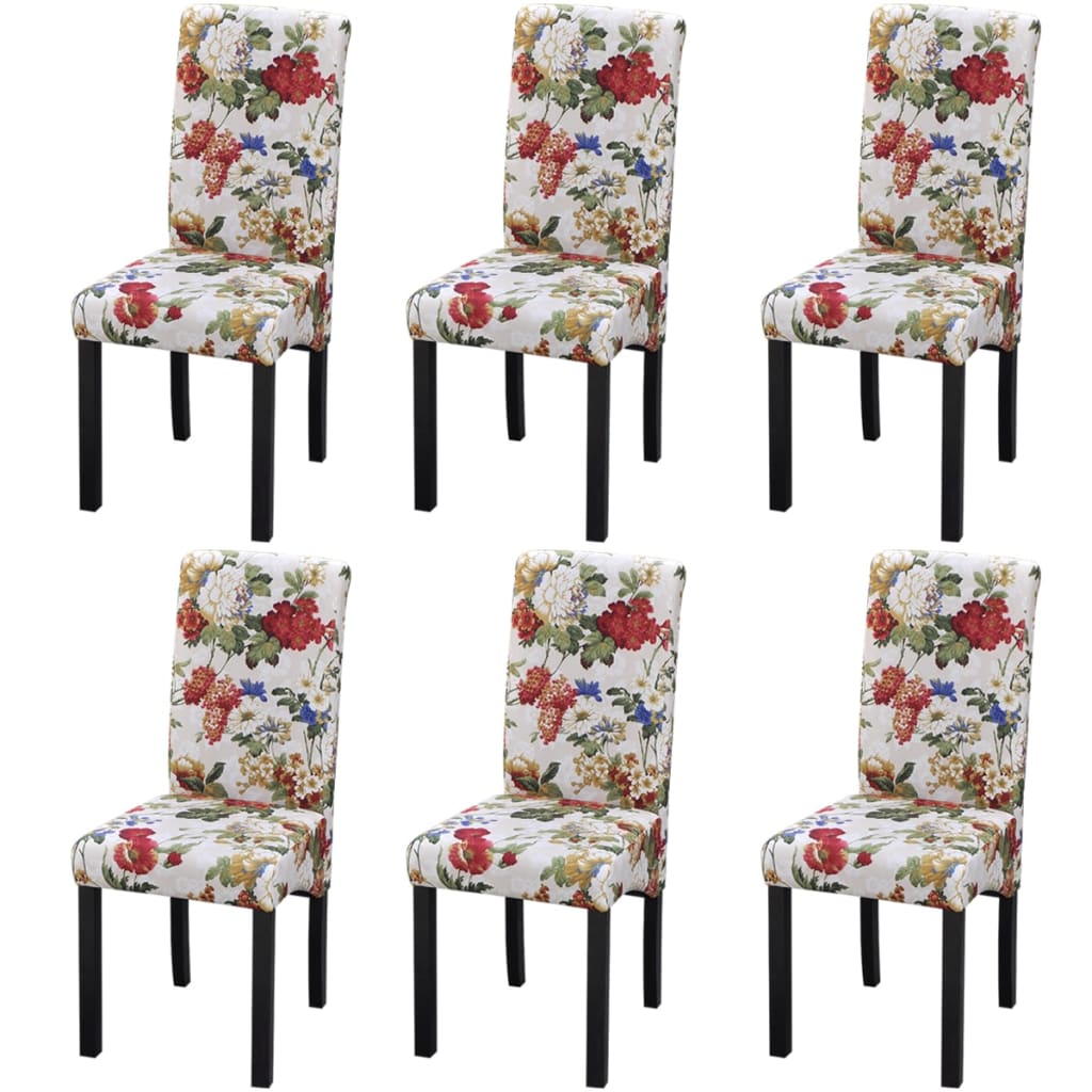 Sillas De Comedor 6 Uds Tela Multicolor