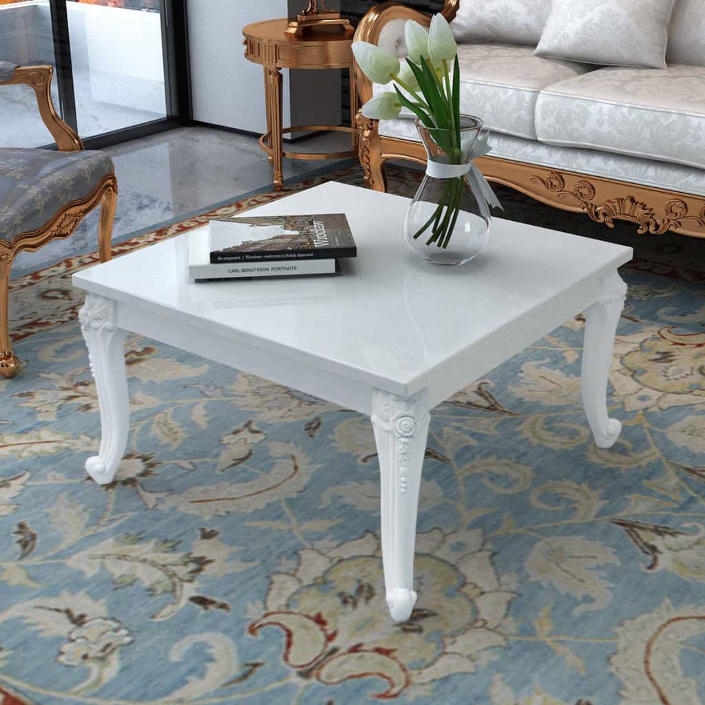 Mesa De Centro Blanco Brillante