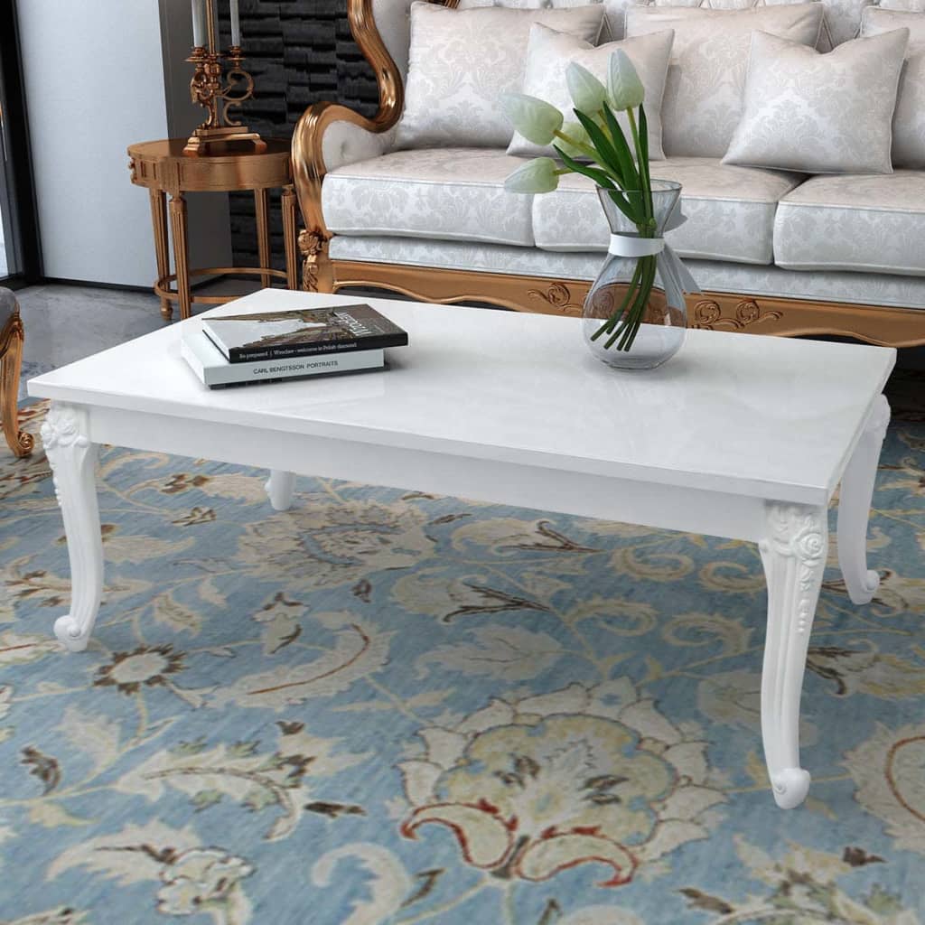 Mesa De Centro Blanco Brillante