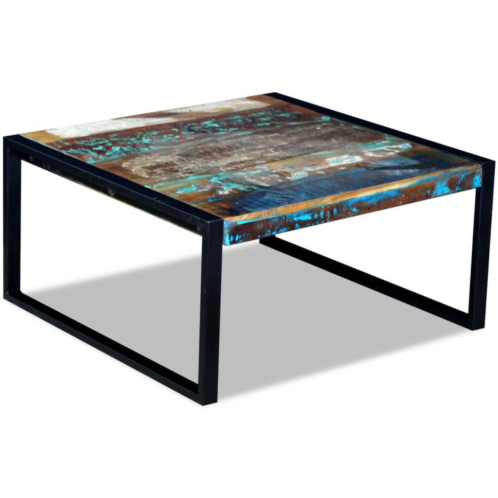 Mesa De Centro De Madera Maciza Reciclada 80X80X40 Cm