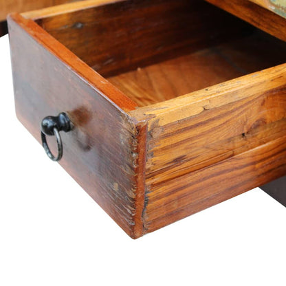 Mesa De Centro Con Cajones Madera Maciza Reciclada 90X45X35 Cm