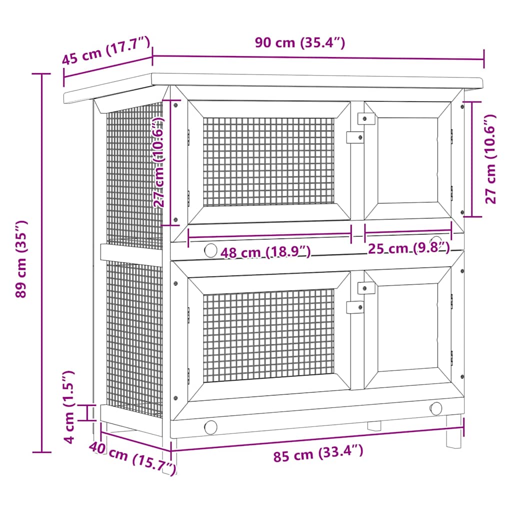 Jaula De Madera Para Conejos Pequeños De Exterior Con 4 Puertas