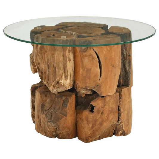 Mesa De Centro De Madera Flotante De Teca Maciza 60 Cm
