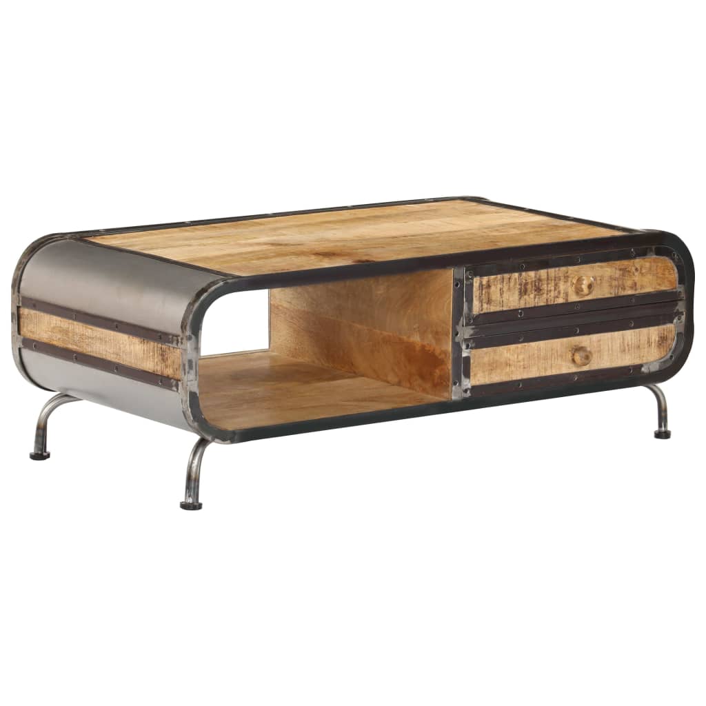 Mesa De Centro Madera Maciza De Mango 100X50X35 Cm