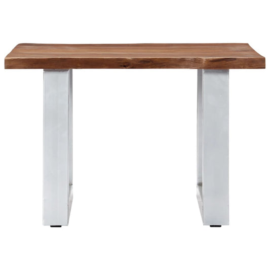 Mesa De Centro Borde Natural Madera Maciza Acacia 60X60X40 Cm
