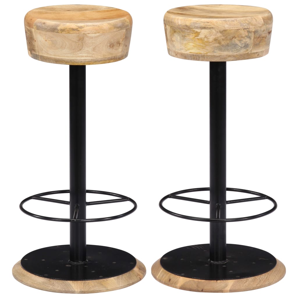 Taburetes De Cocina 2 Unidades Madera Maciza De Mango