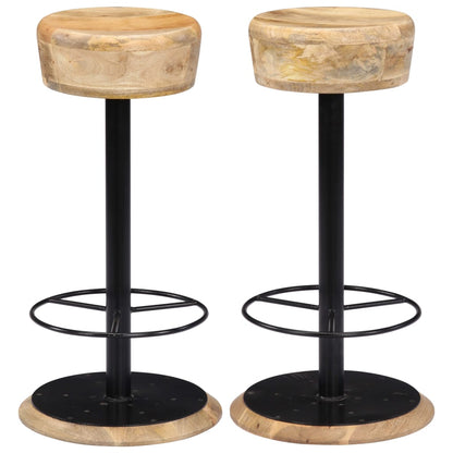 Taburetes De Cocina 2 Unidades Madera Maciza De Mango