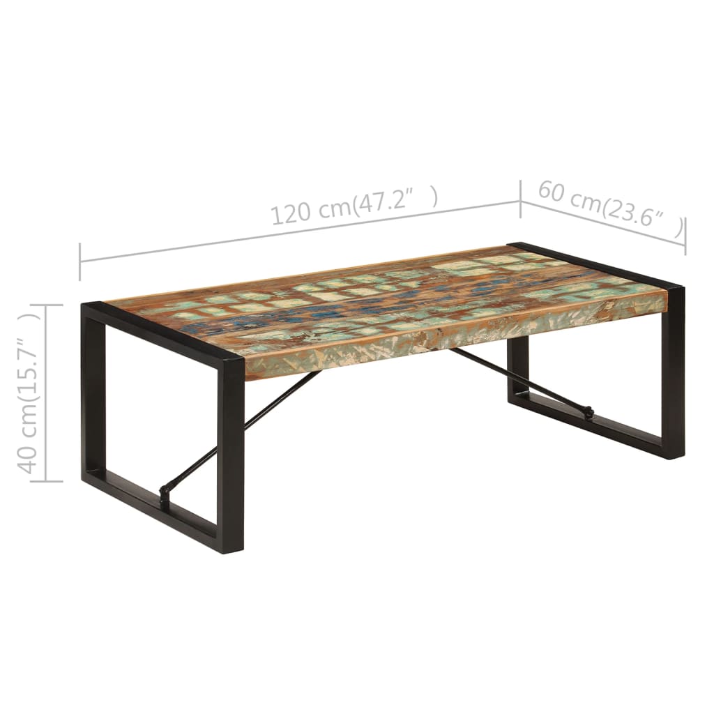 Mesa De Centro Madera Maciza Reciclada 120X60X40 Cm