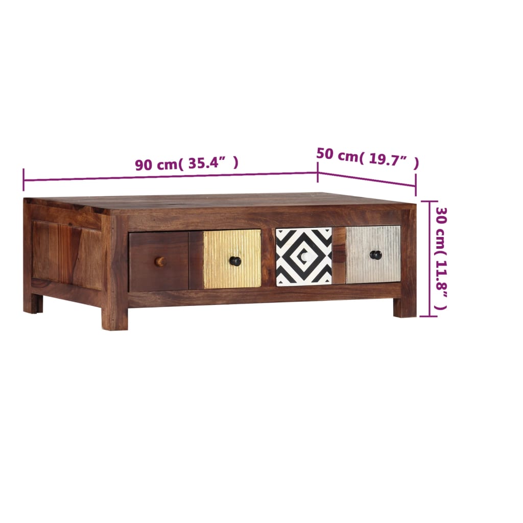 Mesa De Centro De Madera Maciza De Acacia
