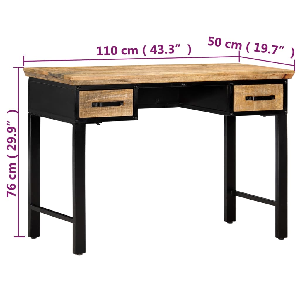 Mesa Escritorio Madera Maciza De Mango 110X50X76 Cm