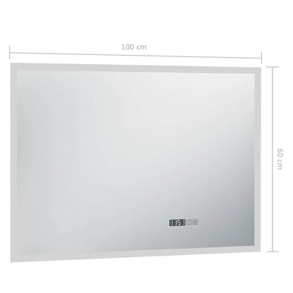 Espejo De Baño Con Led, Sensor Táctil Y Reloj