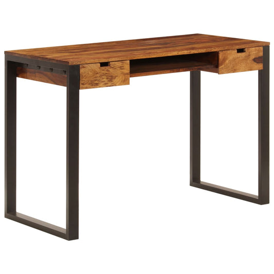 Escritorio De Madera Maciza De Acacia Y Acero 110X55X78 Cm